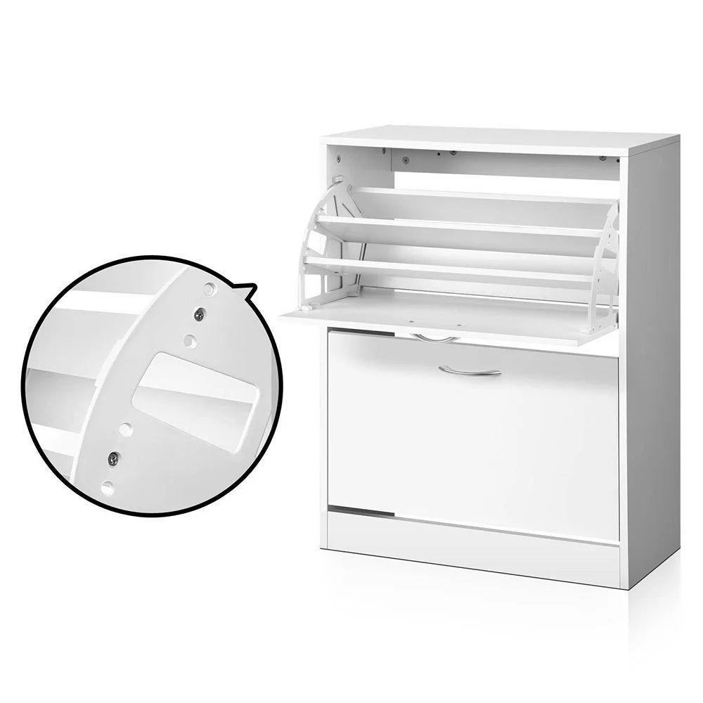 White shoe cabinet with door
