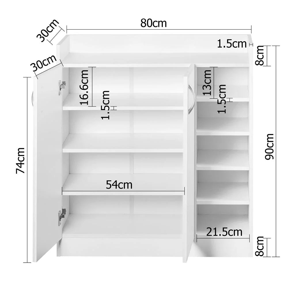 Shoe Cabinet 2-Door White - Storage