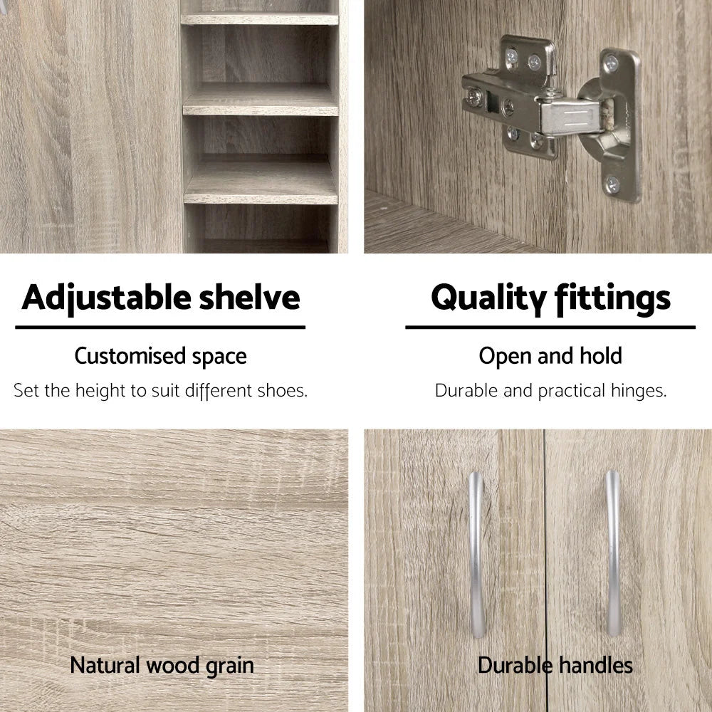 Wooden wood storage cabinet with doors shoe cupboard surface