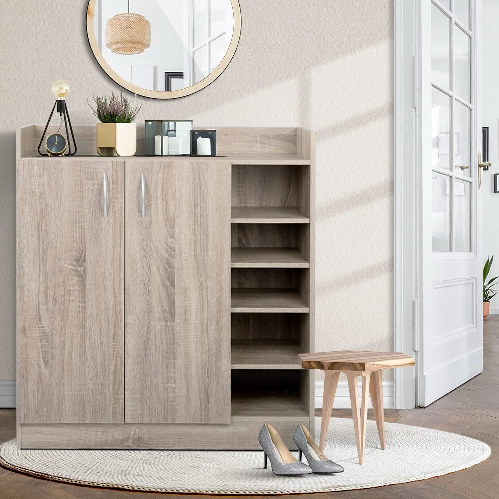 Wood wooden storage cabinet with shoe doors cupboard