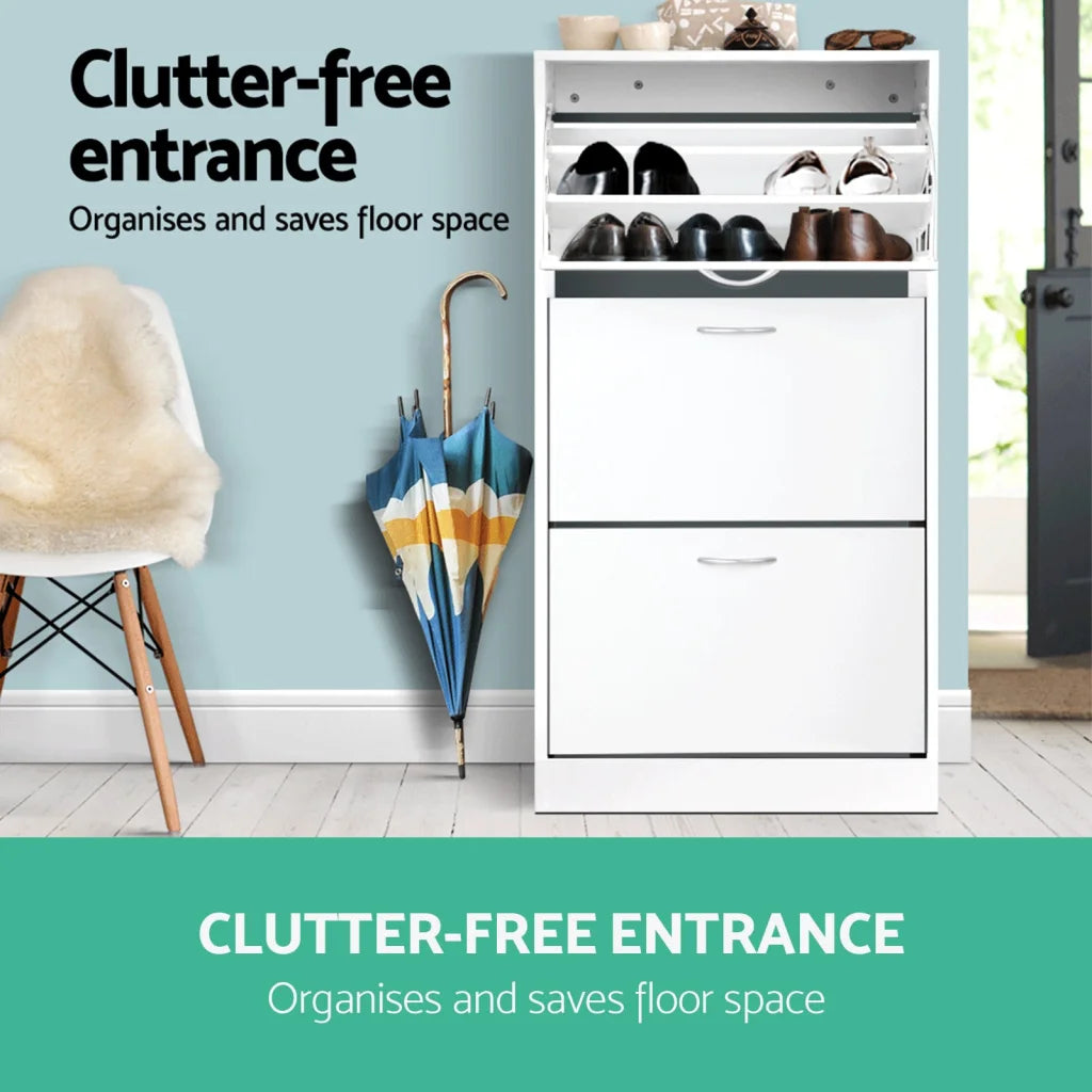 Shoe Cabinet 3-Tier White - Artiss