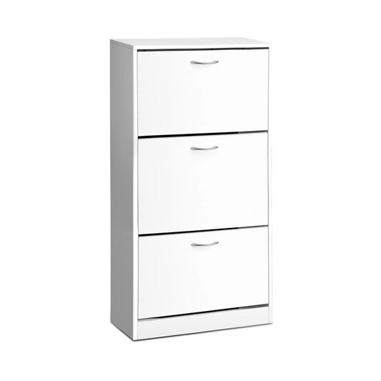 Shoe Cabinet 3-Tier White - Artiss