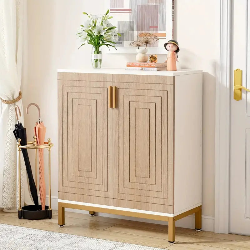 Shoe Cabinet 5-Tier with Geometric Pattern Doors