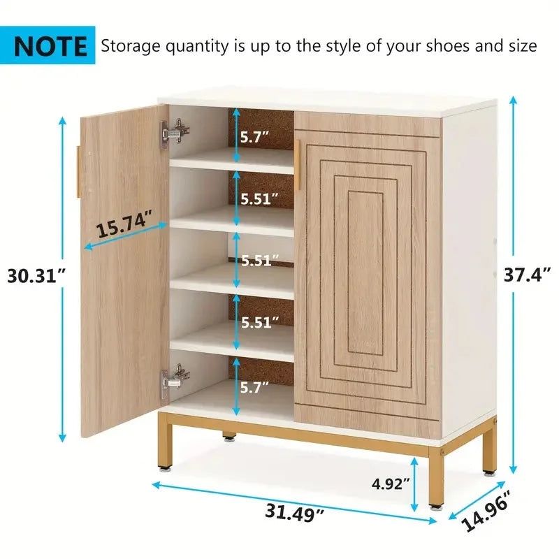 Shoe Cabinet 5-Tier with Geometric Pattern Doors