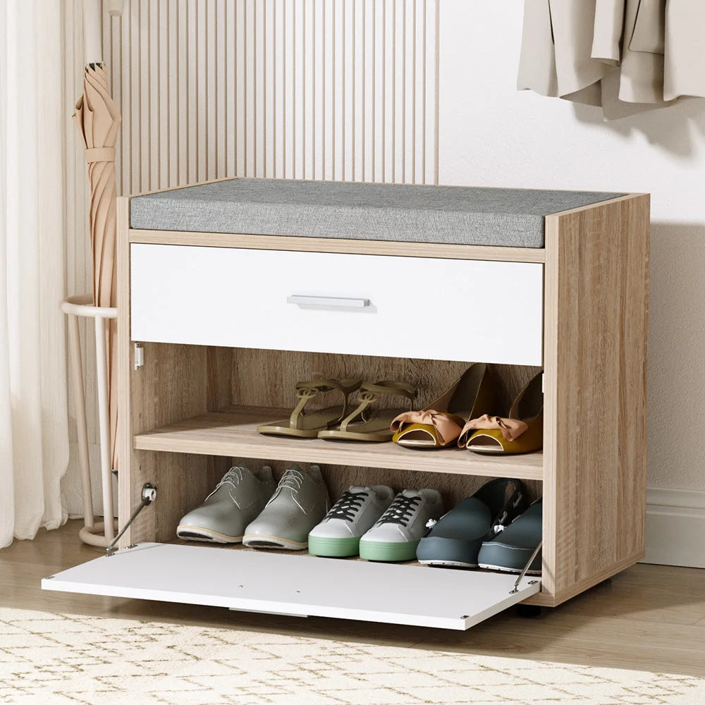 Shoe Cabinet Bench Storage Organiser Rack Fabric Seat