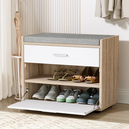 Shoe Cabinet Bench Storage Organiser Rack Fabric Seat