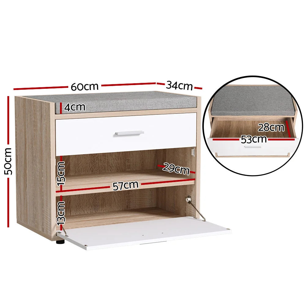 Shoe Cabinet Bench Storage Organiser Rack Fabric Seat