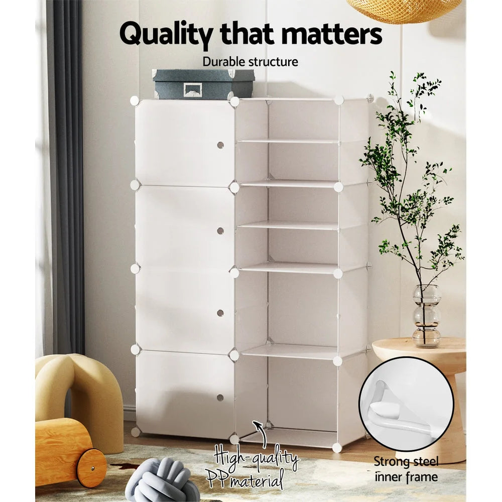 Shoe Cabinet DIY Storage Cube Shoe Box White Portable