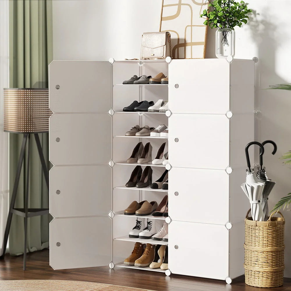 Shoe Cabinet DIY Storage Cube Shoe Box White Portable