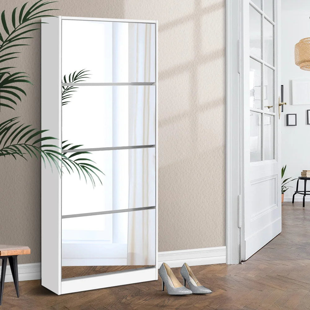 Shoe Cabinet Mirror Storage Rack Organiser 60 Pairs
