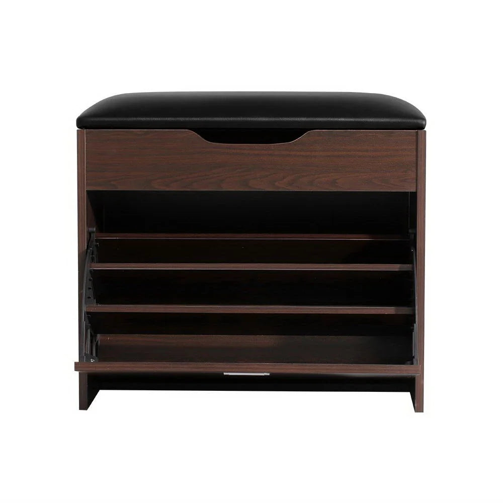 Storage cabinet with shoe organizer bench stool