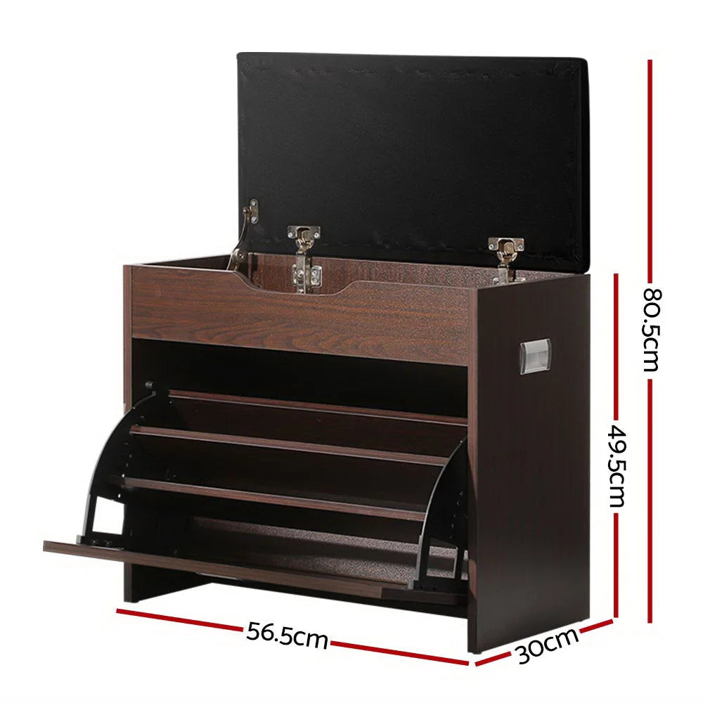 Shoe Cabinet Organizer Wooden Storage Bench Stool 12