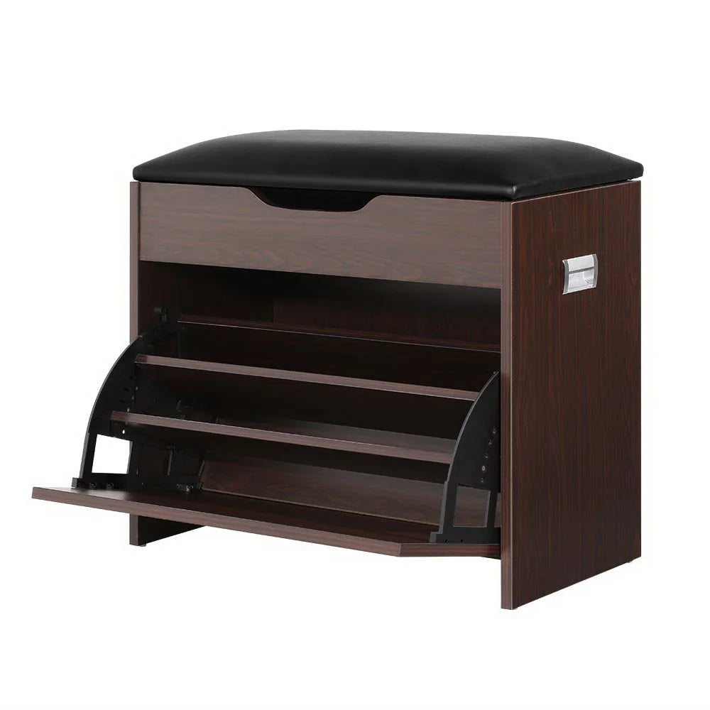 Shoe Cabinet Organizer Wooden Storage Bench Stool - 12