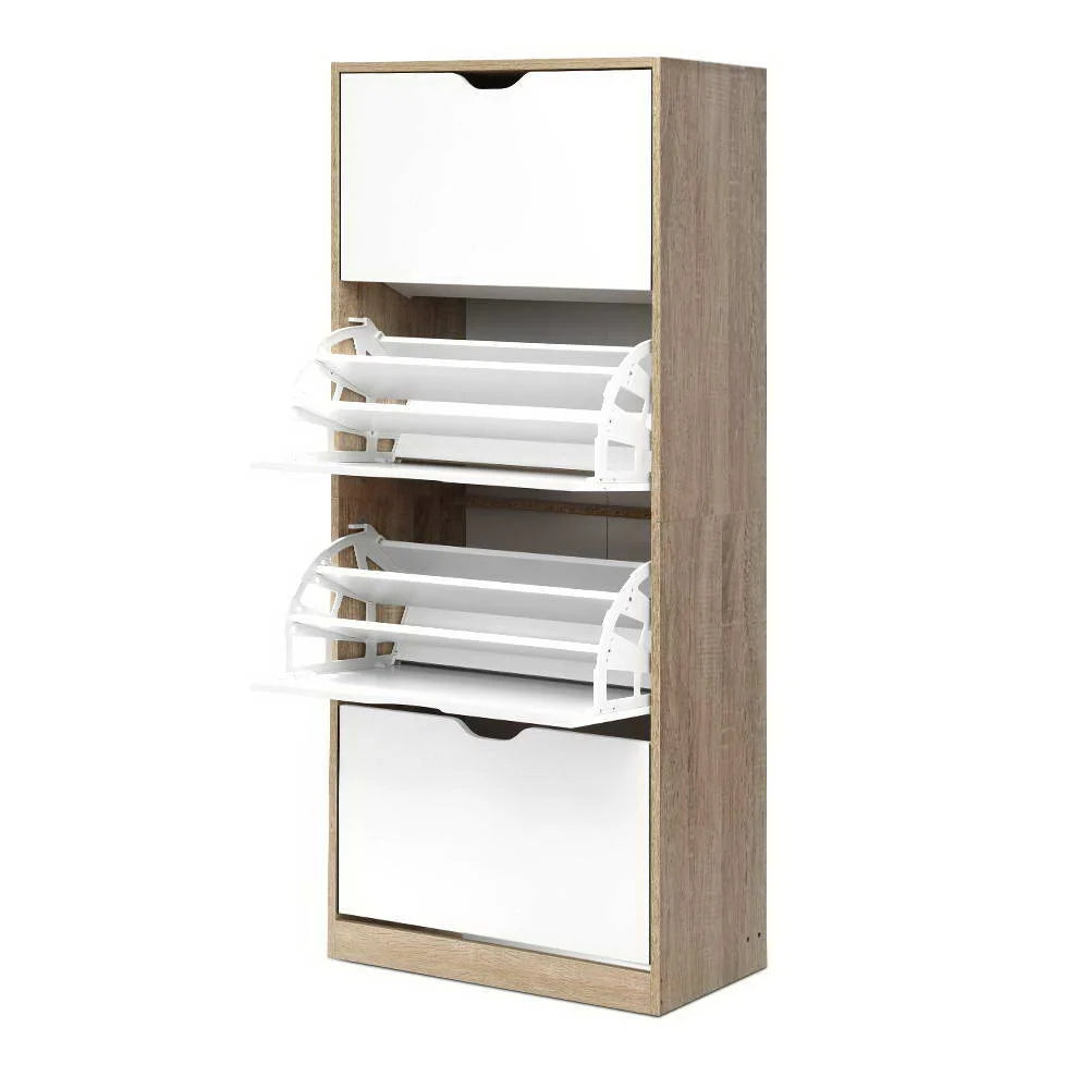 Shoe Cabinet Rack 48‑Pair Wooden Storage Shelf - Living Room
