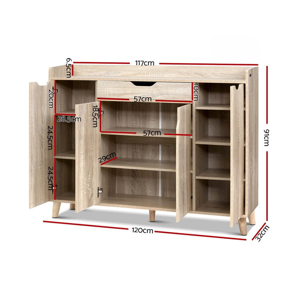 Shoe Cabinet Storage Rack 120cm Organiser Drawer Cupboard