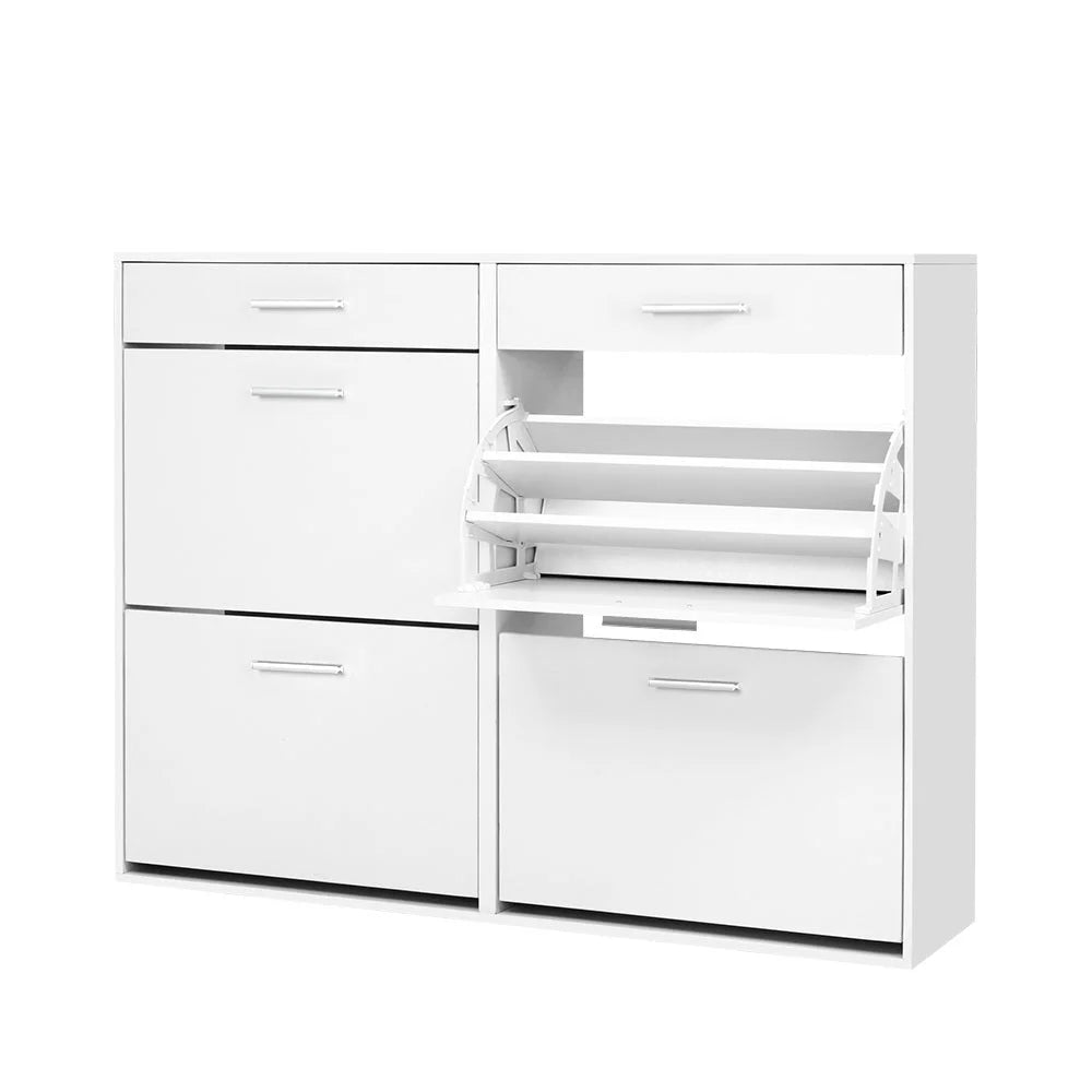 Shoe Cabinet Storage Rack Shelf Drawer Cupboard White