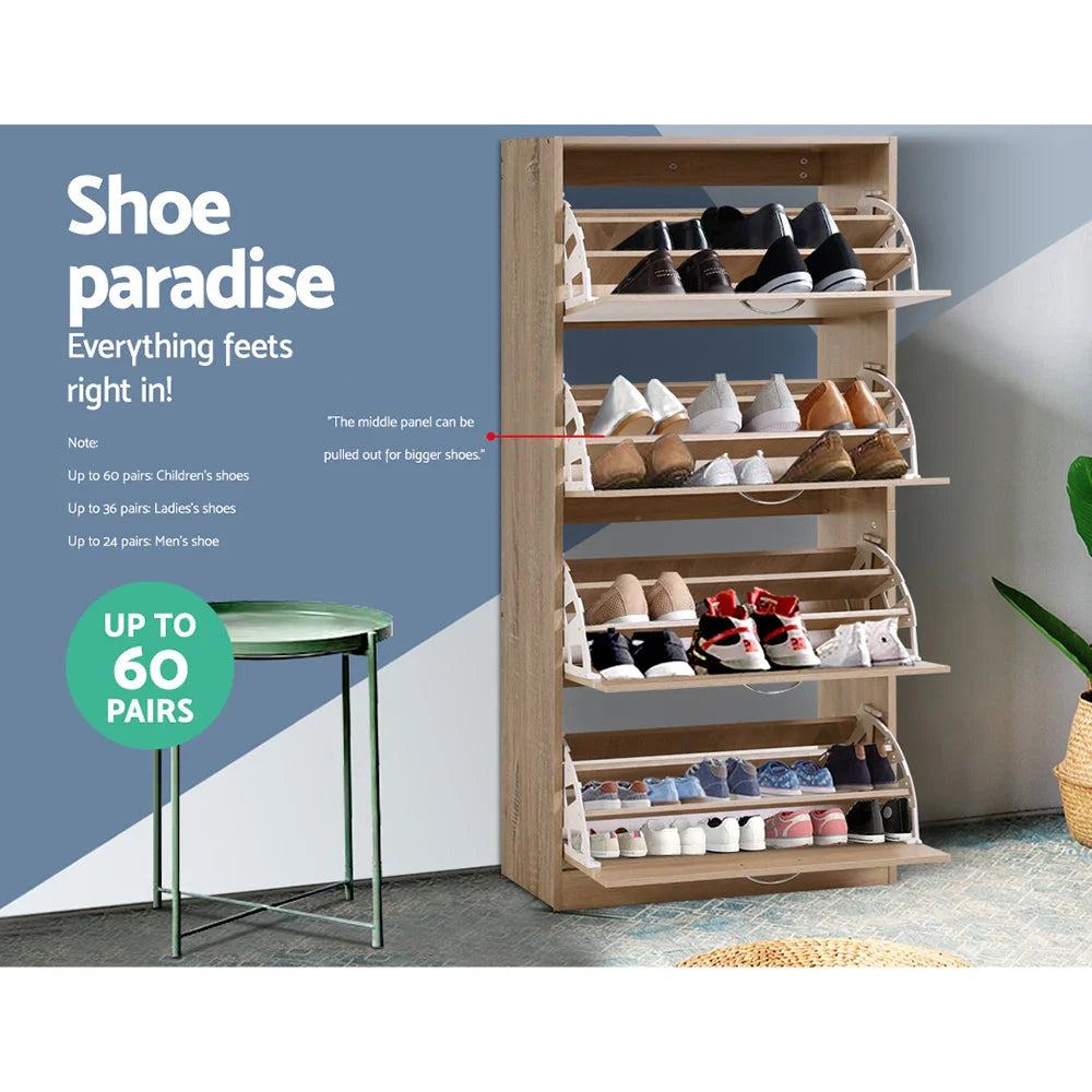 Shoe Cabinet Storage Rack Organiser 60 Pairs Wood Shelf