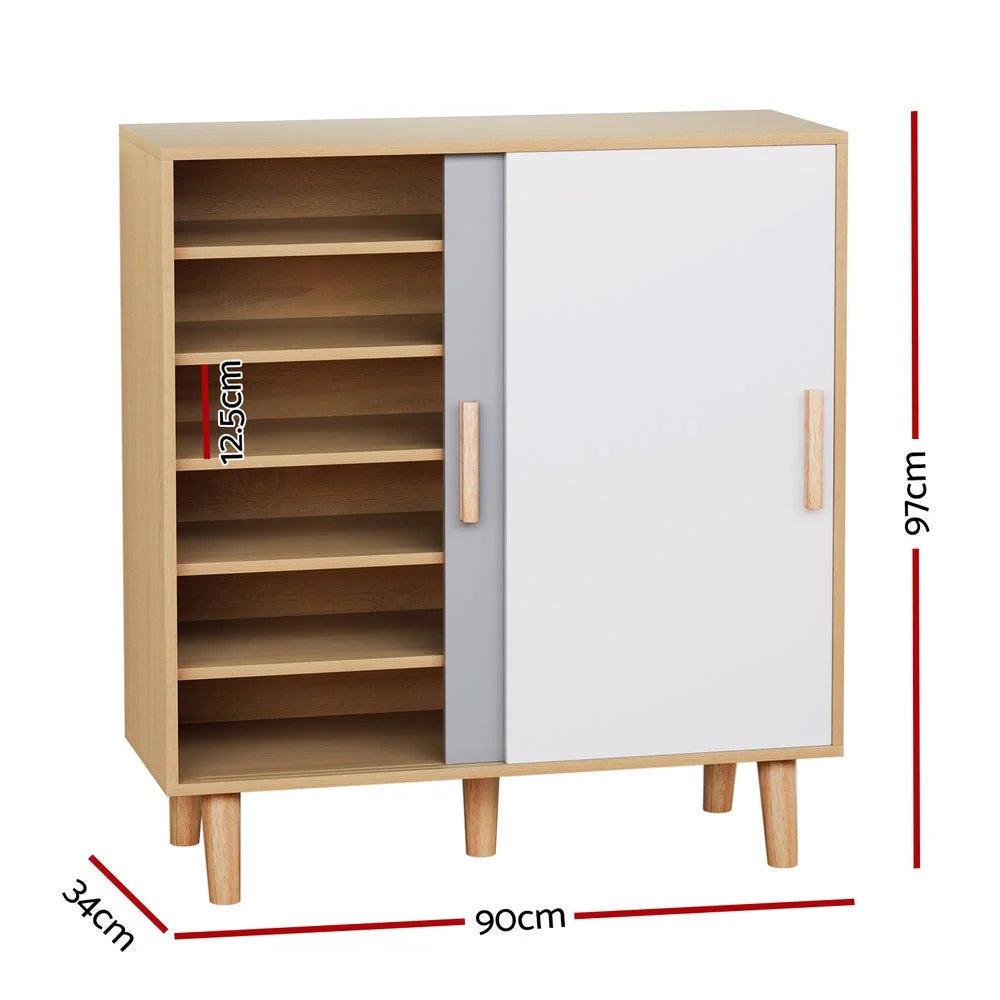 Shoe Cabinet with Sliding Doors - Holds 30 Pairs - Home &