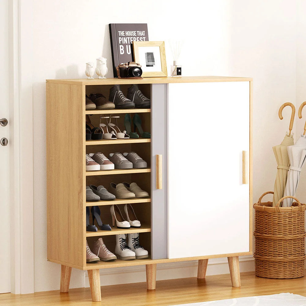 Shoe Cabinet with Sliding Doors - Holds 30 Pairs - Home &