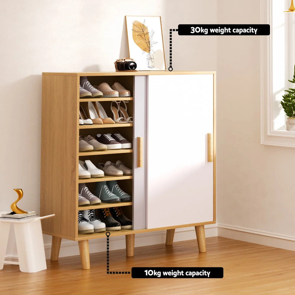 Shoe Cabinet with Sliding Doors - Holds 30 Pairs - Home &