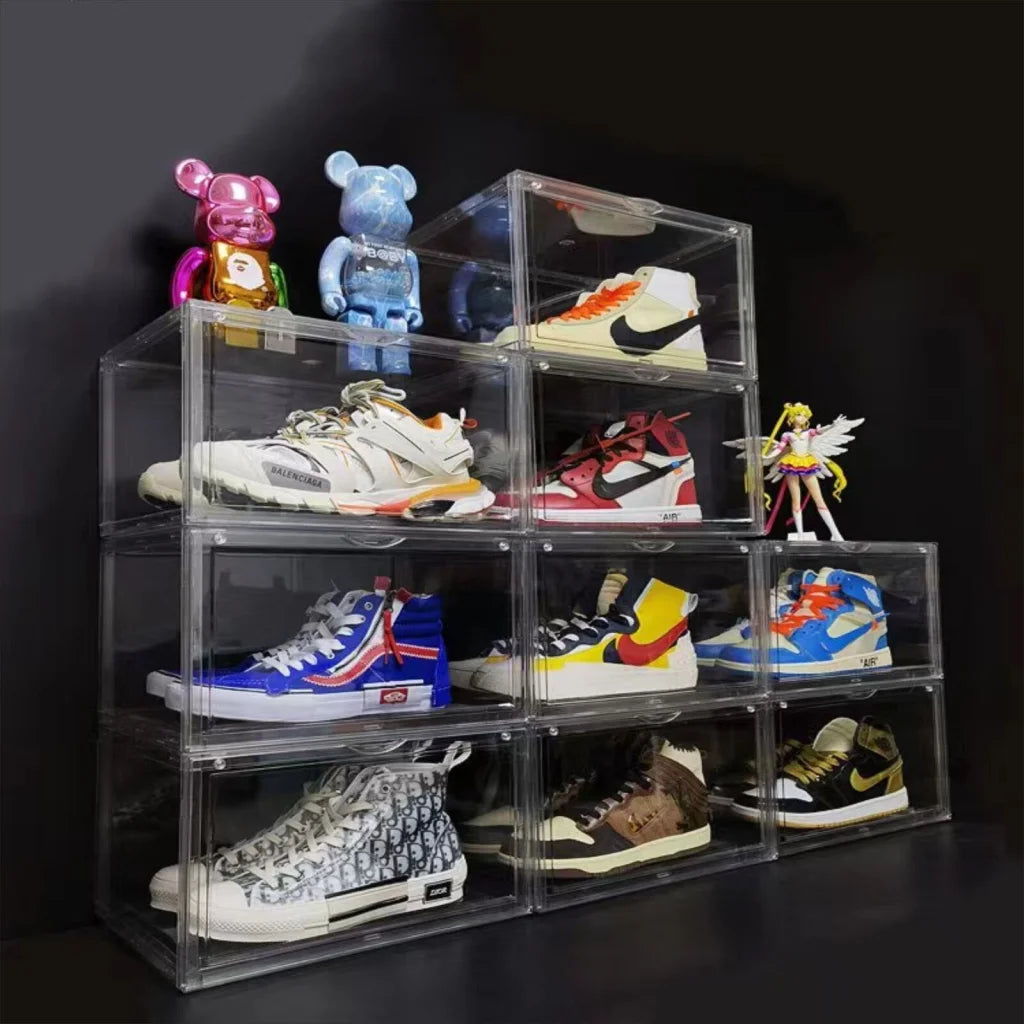 Shoe Display Box 5PC Black Stackable Hard Acrylic Sneaker
