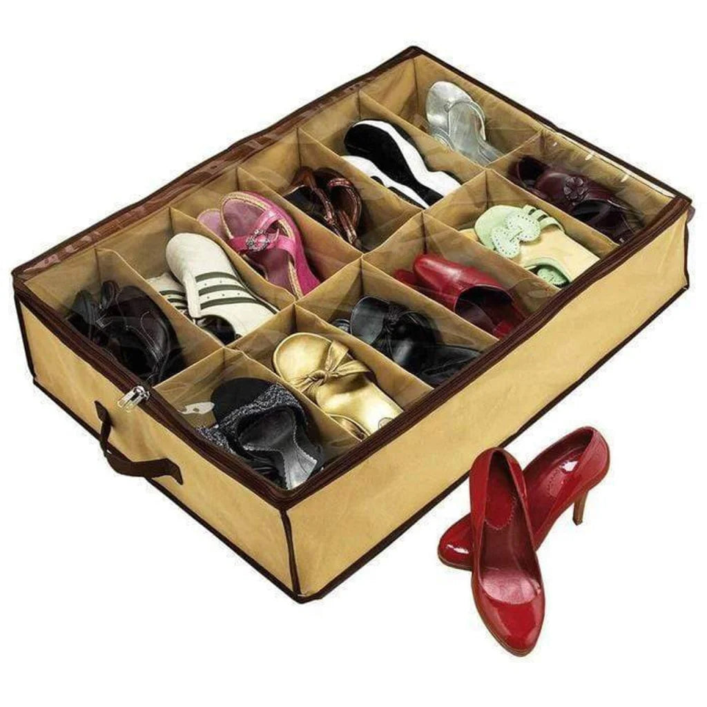 Shoe Organiser 12 Pair Under Bed Storage Zippered