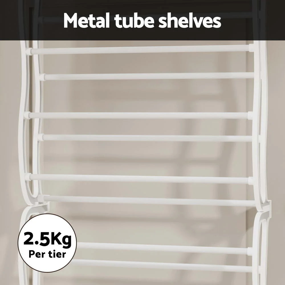 Shoe Rack Tier Wall Mounted Metal Plastic Storage Pairs White