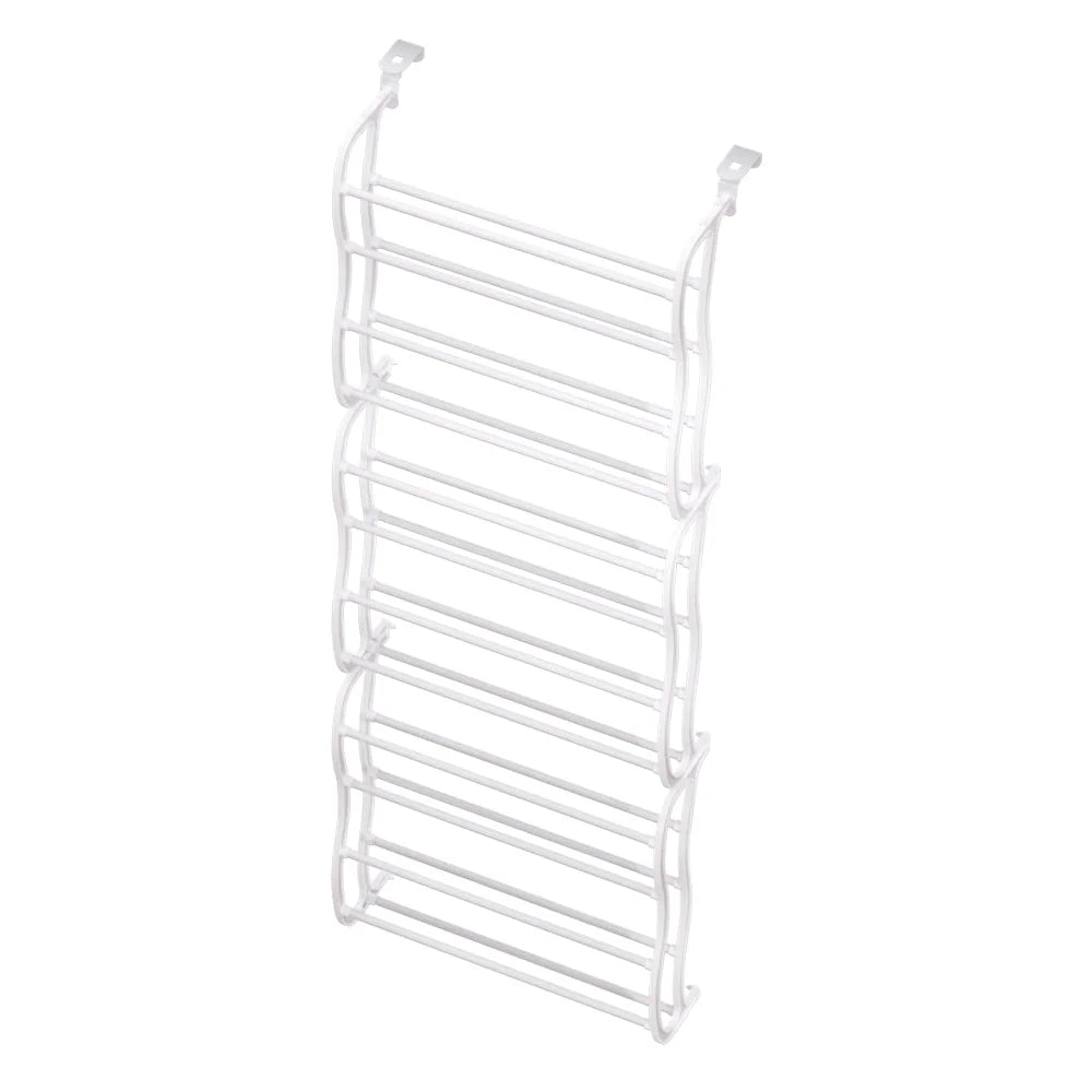 White metal shoe storage rack