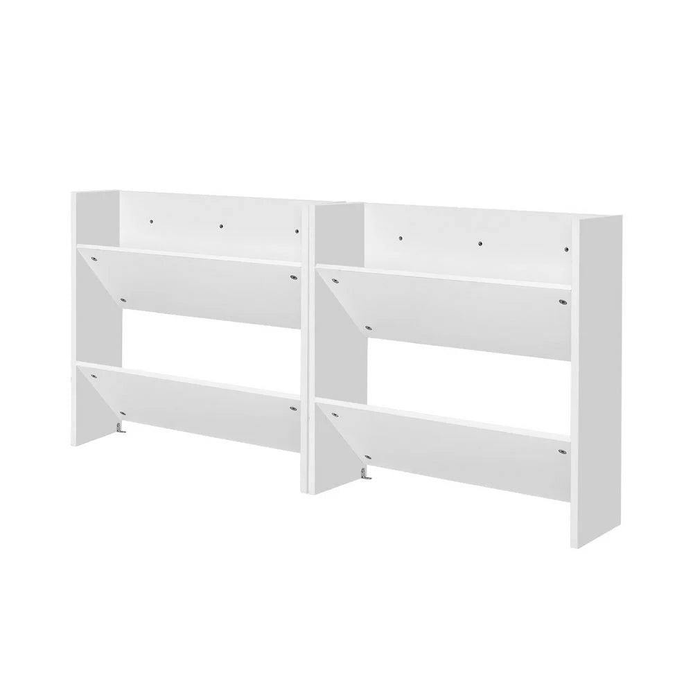 Shoe Rack 2-Tier - Wall Mounted x2 - Holds 12 Pairs - White