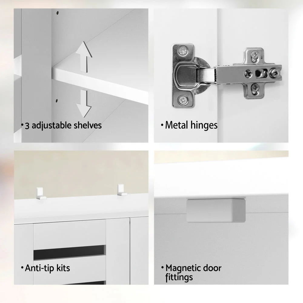 Shoe Rack Cabinet 20 Pairs 5-Tier White Alster - Furniture