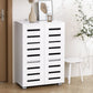 White tier storage rack with open shelves and sturdy frame