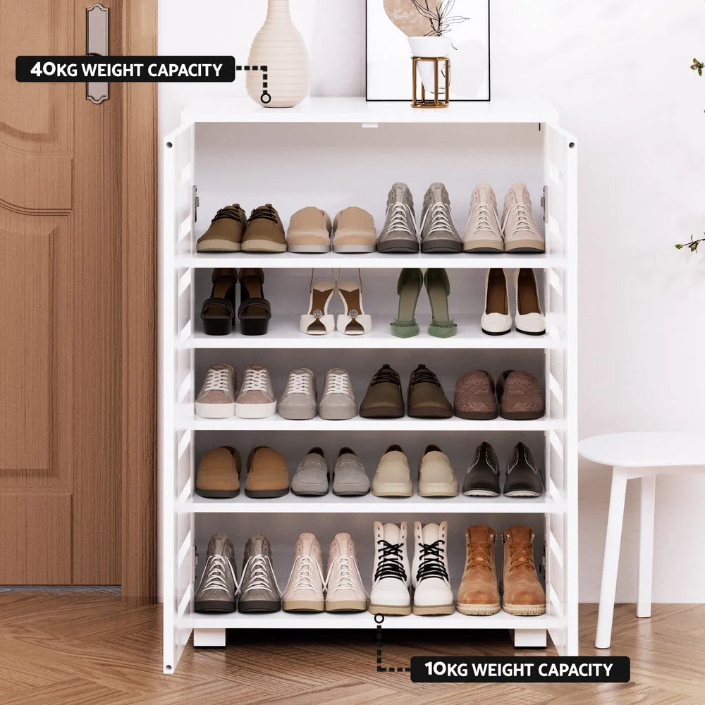 Shoe Rack Cabinet 20 Pairs 5-Tier White Alster - Furniture