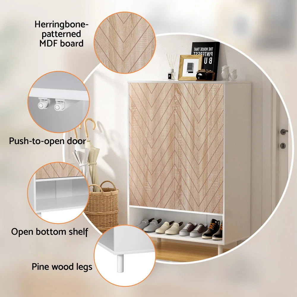 Shoe Rack Cabinet 24 Pairs 6-Tier - White - Furniture