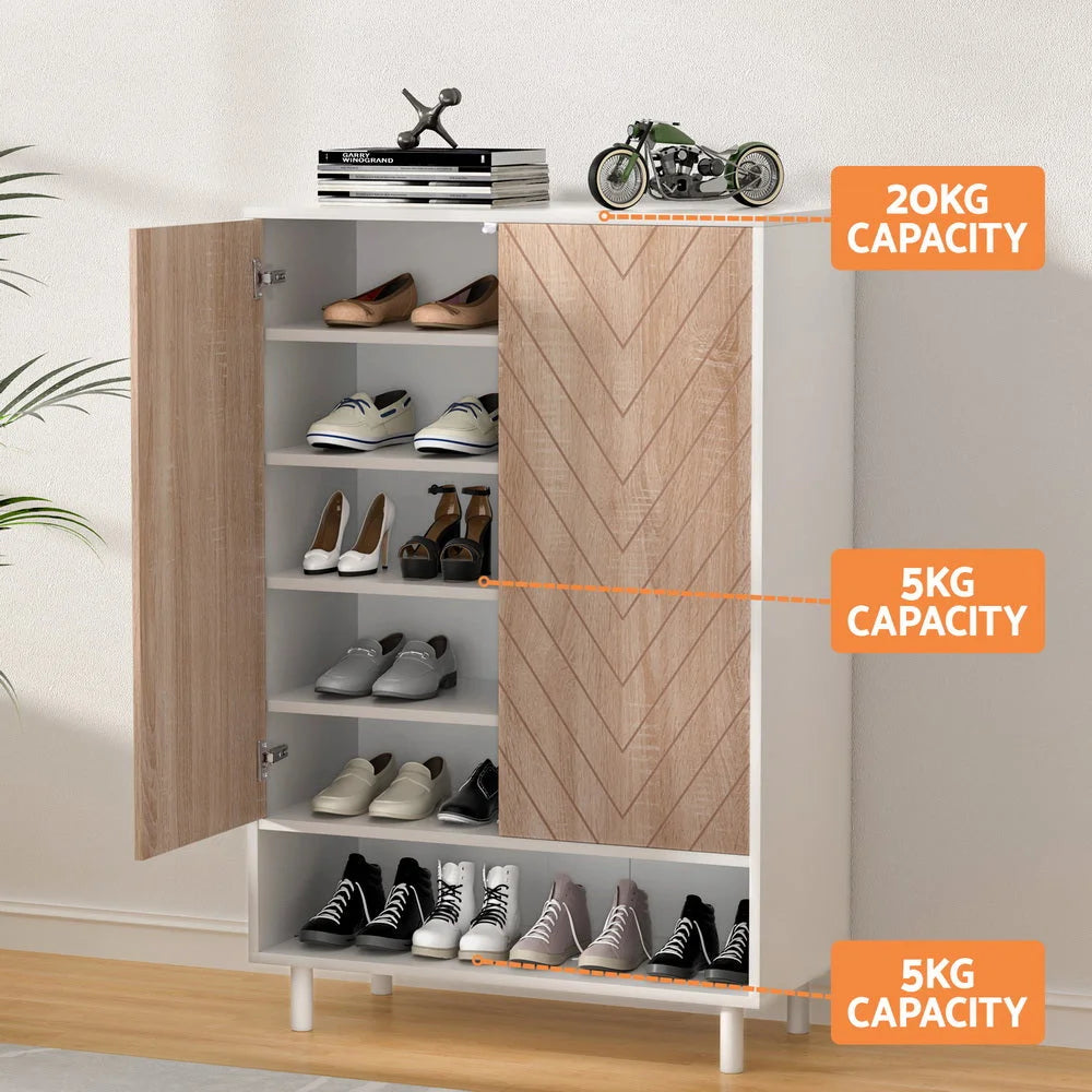 Shoe Rack Cabinet 24 Pairs 6-Tier - White - Furniture