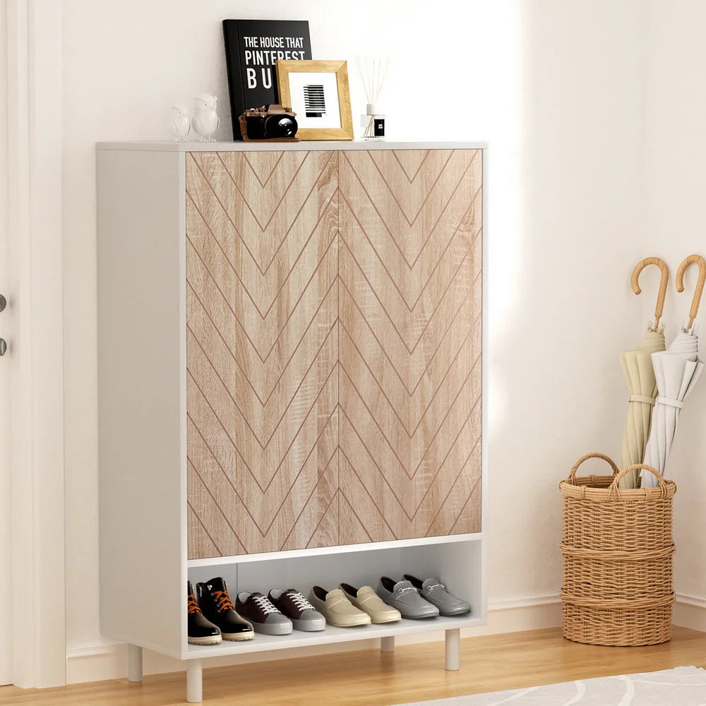 Shoe Rack Cabinet 24 Pairs 6 Tier white furniture