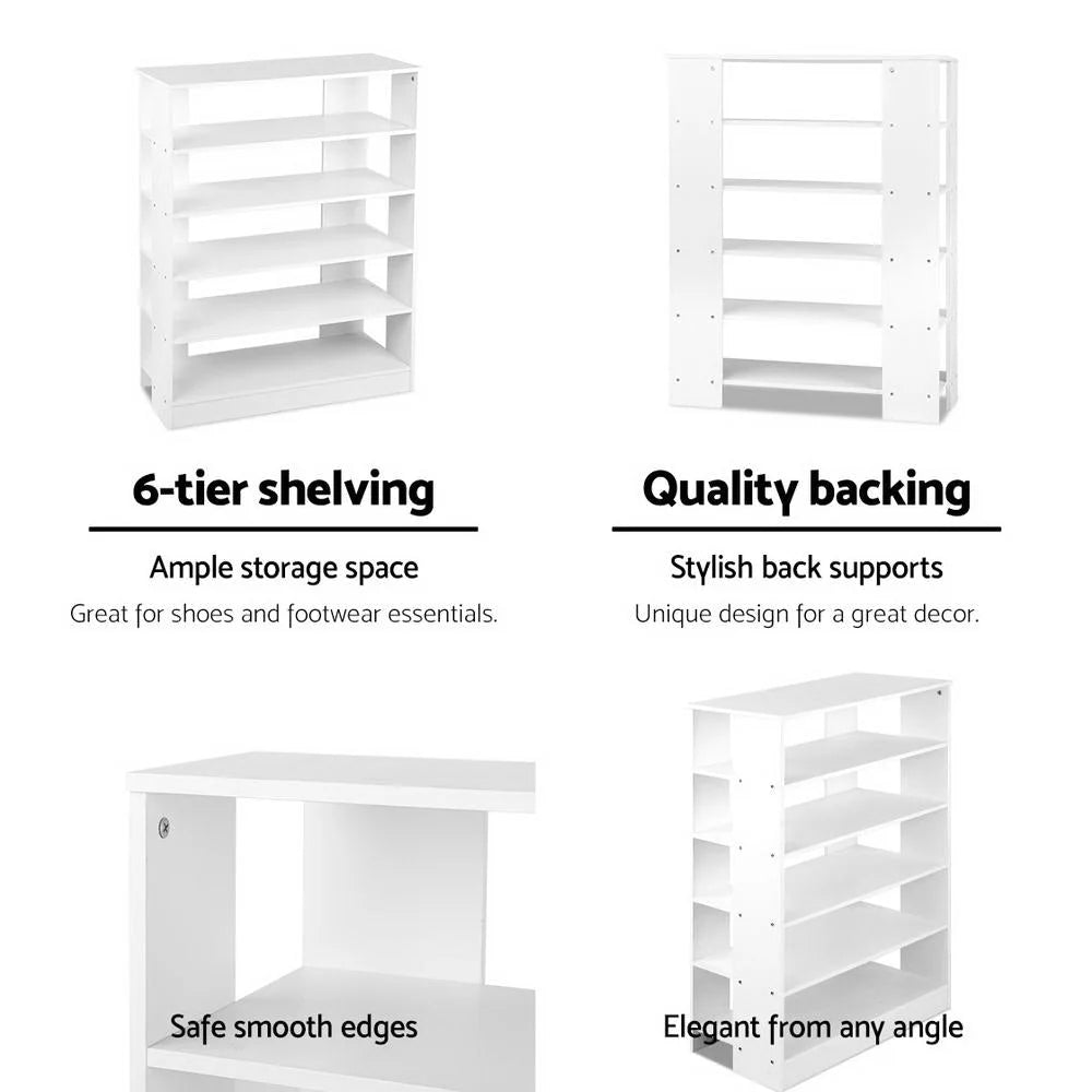 Shoe Rack Cabinet 6-Tier White - Living Room