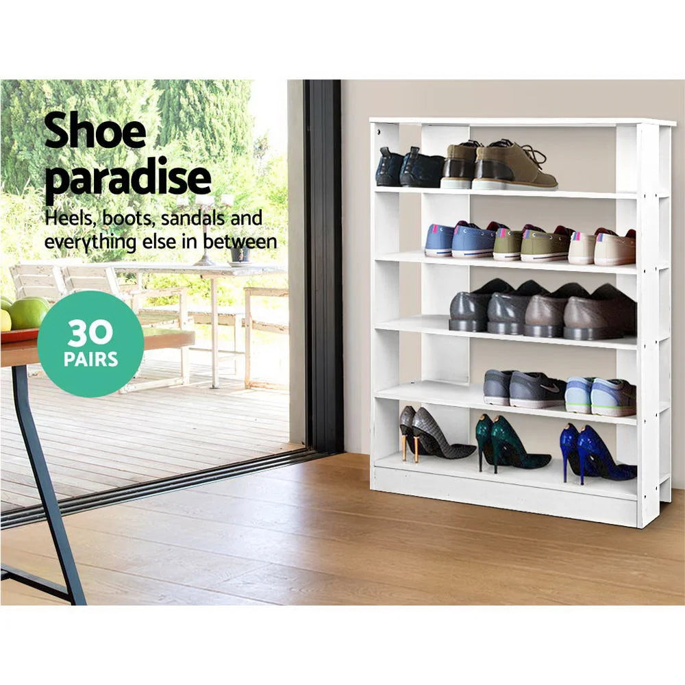 Shoe Rack Cabinet 6-Tier White - Living Room