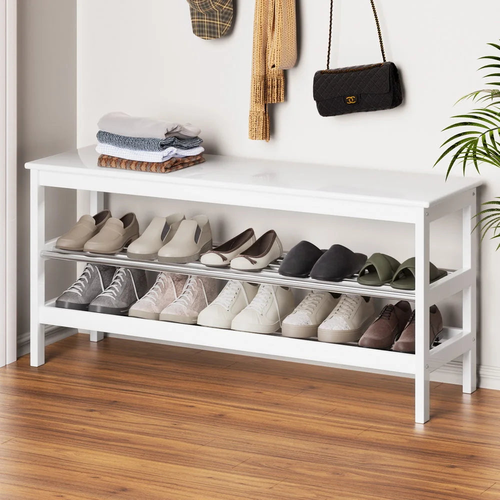 White bamboo shoe cabinet with rack bench pairs paris