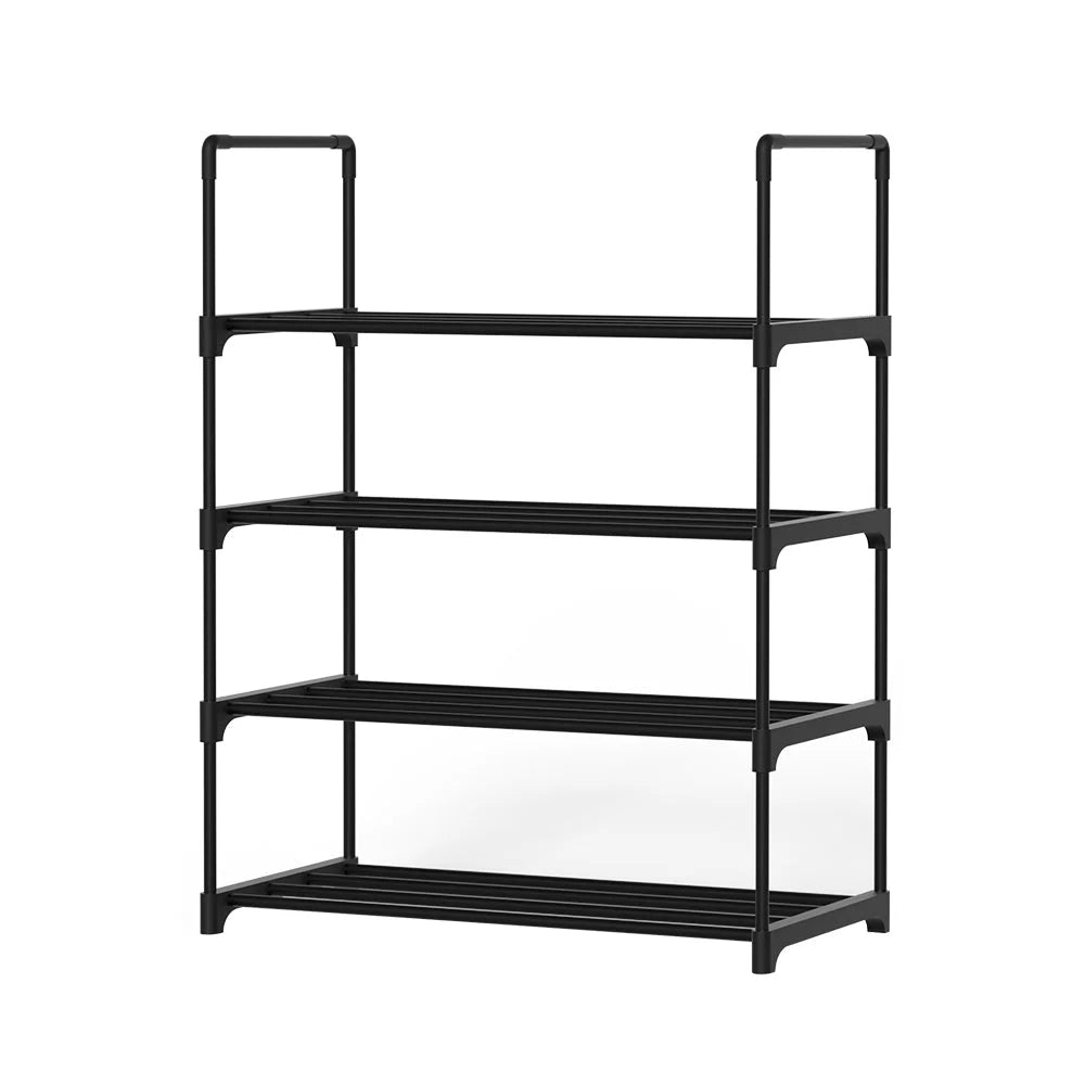 Shoe Rack Stackable 4-Tier 55cm Shoes Storage Stand - Black