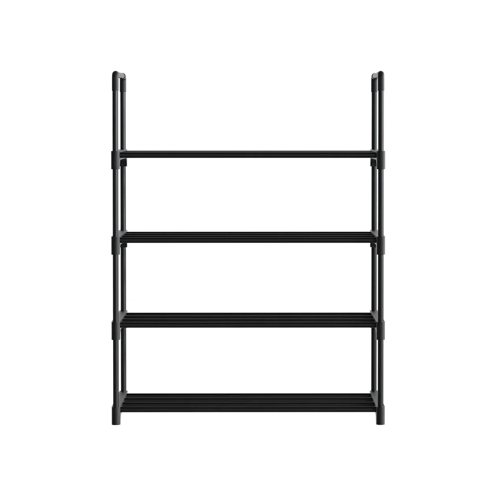 Shoe Rack Stackable 4-Tier 55cm Shoes Storage Stand - Black