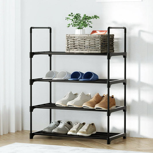 Shoe Rack Stackable 4-Tier 55cm Shoes Storage Stand - Black