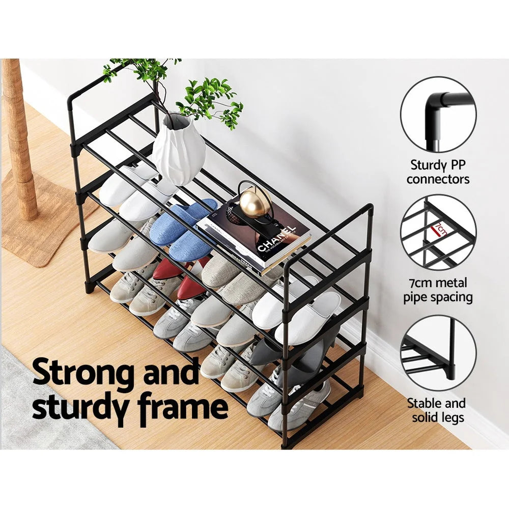 Shoe Rack Stackable 4-Tier 80cm Shoes Shelves Storage Stand