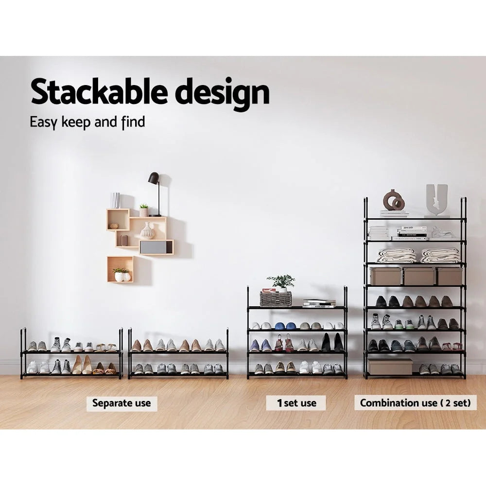Shoe Rack Stackable 4-Tier 80cm Shoes Shelves Storage Stand