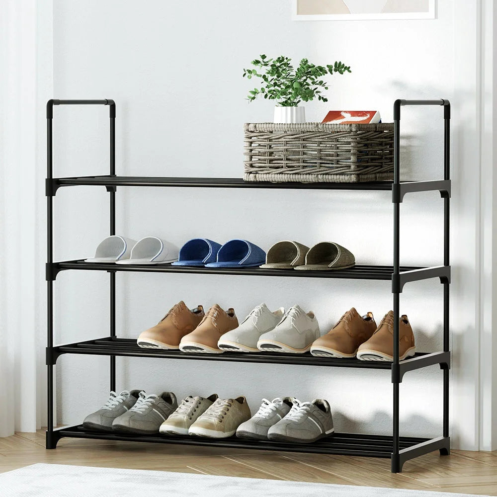 Black stackable shoe storage cabinet