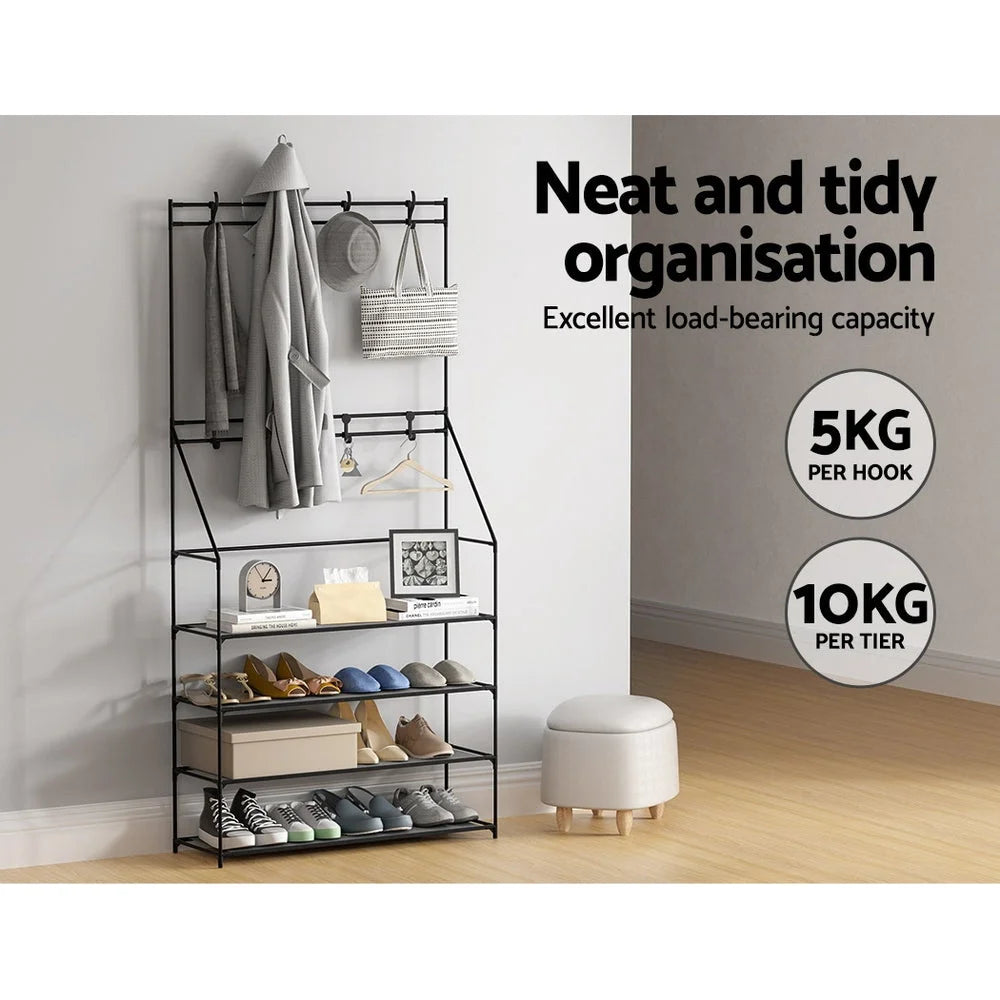 Shoe Rack with Coat Hat Stand Hallway Shoes Storage Tree