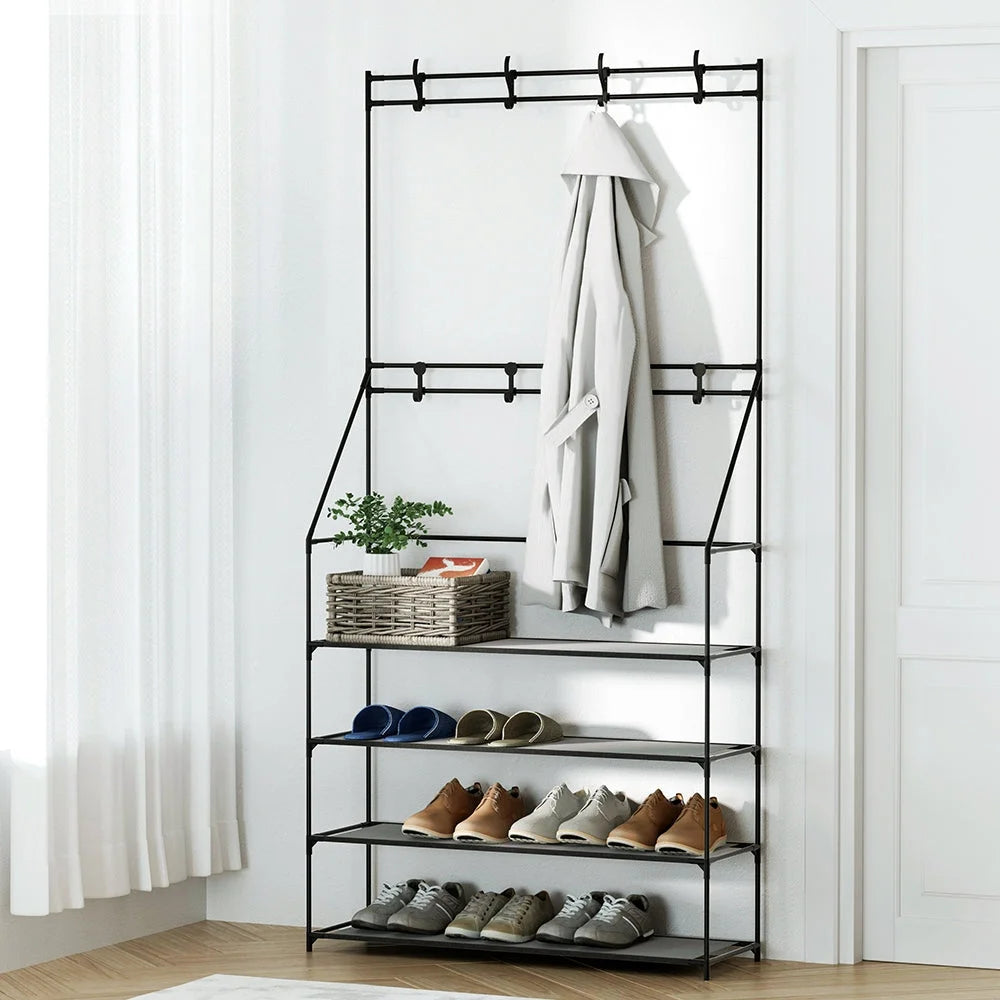Shoe Rack with Coat Hat Stand Hallway Shoes Storage Tree