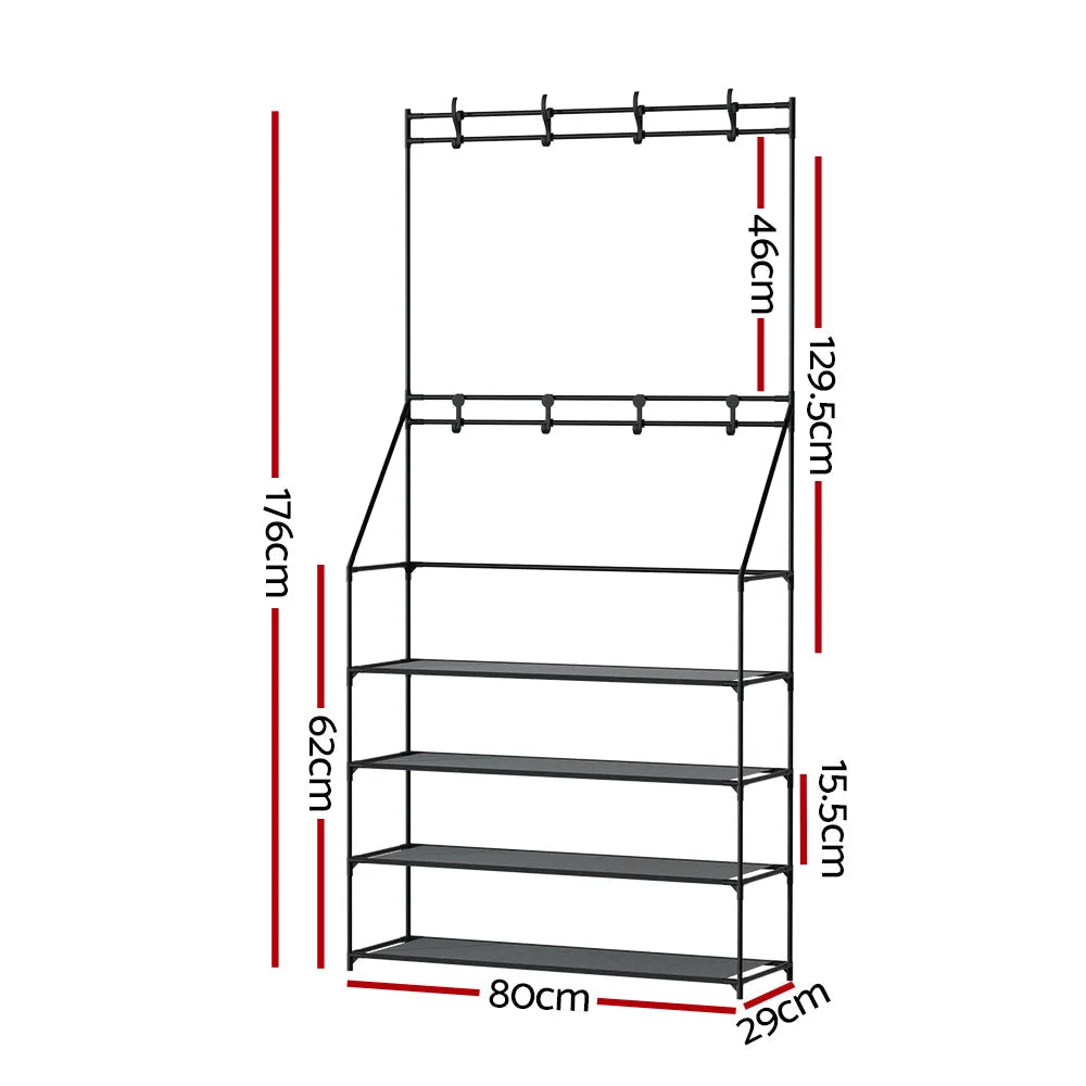 Shoe Rack with Coat Hat Stand Hallway Shoes Storage Tree