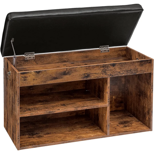 Shoe Storage Bench with Padded Cushion Flip-Open Storage