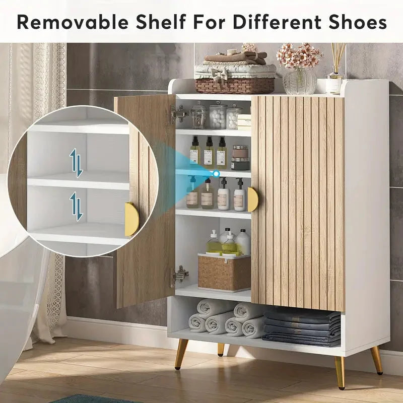Shoe Storage Cabinet 7-Tier with Adjustable Shelves - Wood