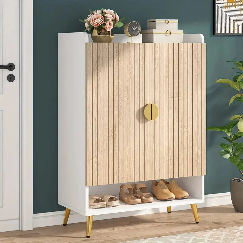 Shoe Storage Cabinet 7-Tier with Adjustable Shelves - Wood